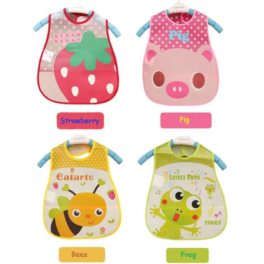 Safe New Pocket Burp & Cartoon Pattern Lunch Feeding Kid Turn Infants Plastic Translucent Cloth Bibs Baby Towel Waterproof