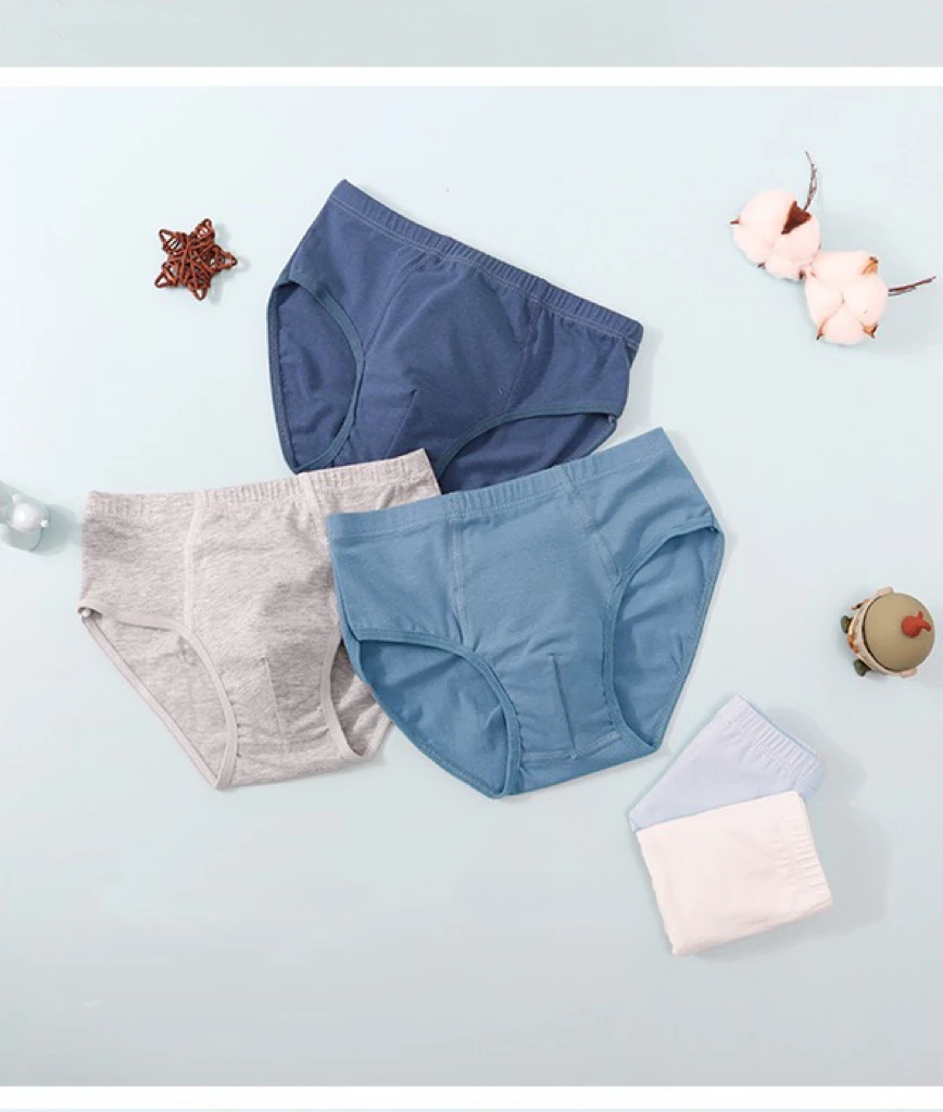 Boys Cotton Underpants Teenagers Solid Color Briefs Thin Soft Skin Friendly Breathable Comfort Knickers Children Daily Underwear