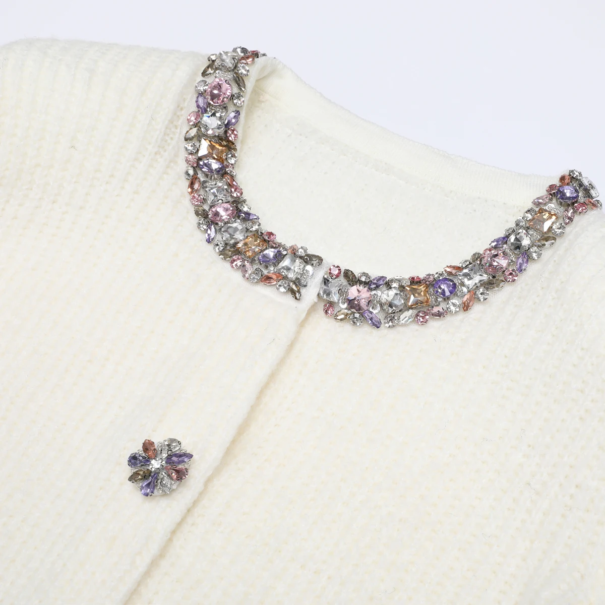 25272 High-quality Spring And Autumn New Fashionable Temperament Nail Drill Elastic Knitted Jacket Women's Cardigan