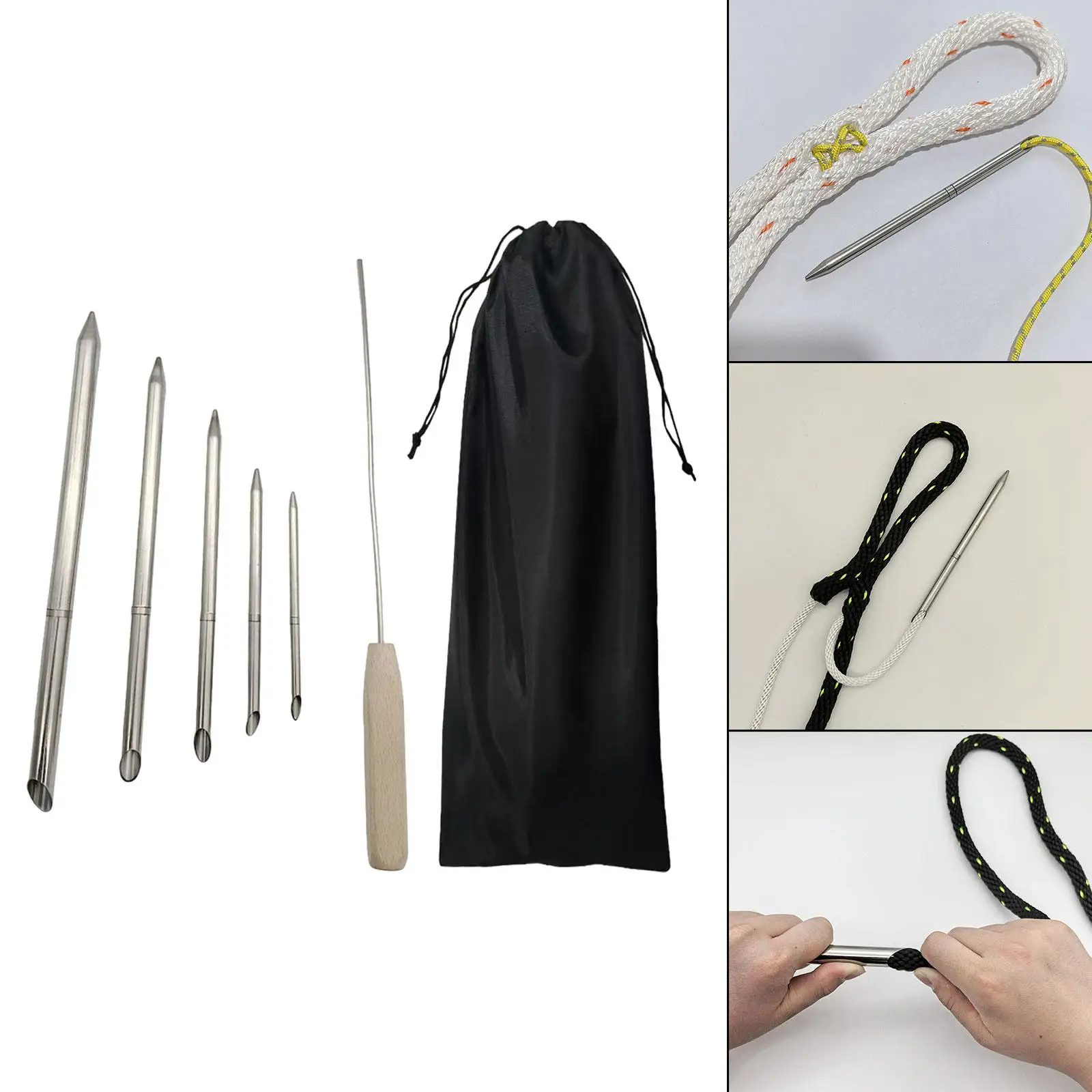 

Rope Splicing Tool Include 5 Sizes Fids and 1 Pusher for Marine Fishing