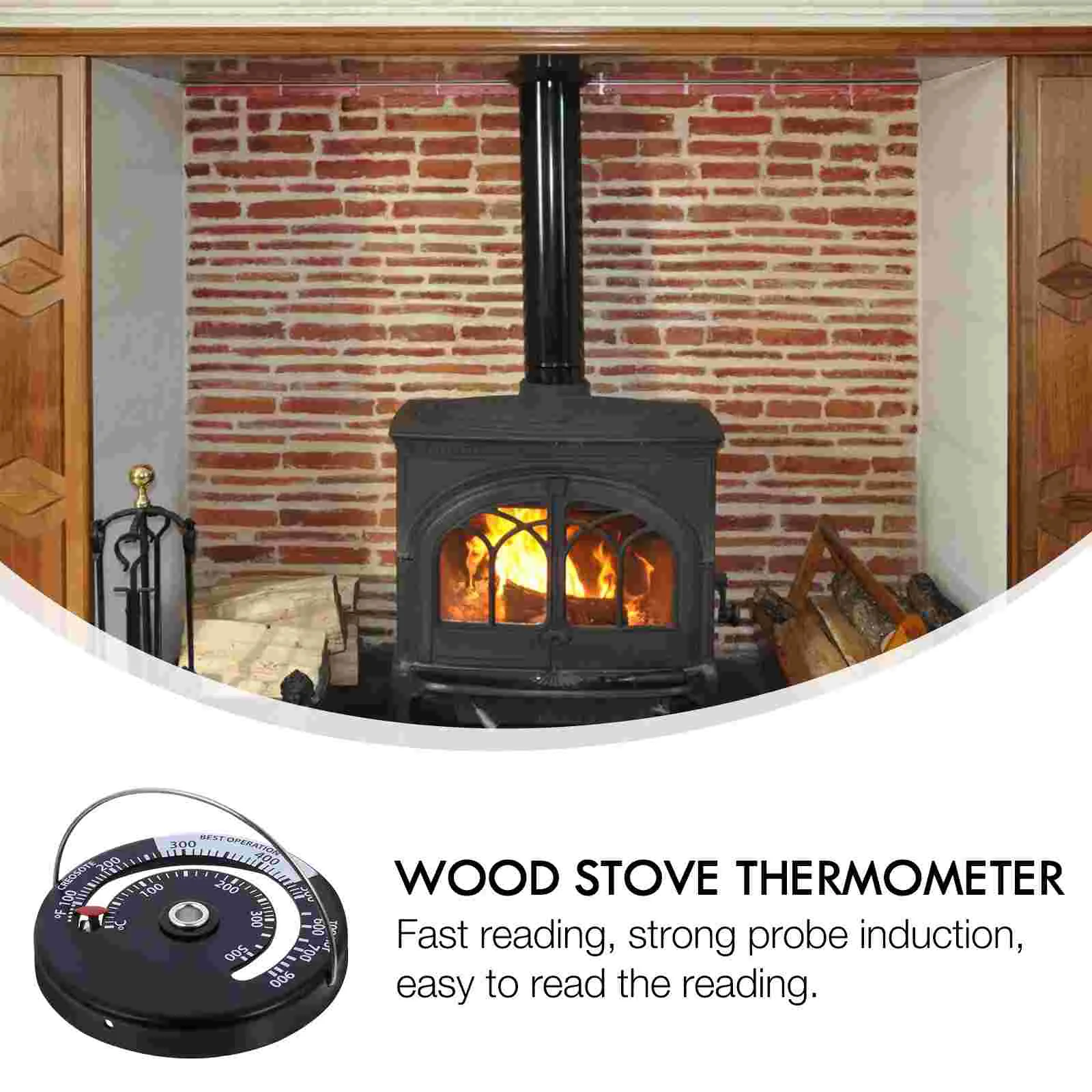 Oven Thermometer Temperature for Gas Stoves Chimney Pipe Gauge Flue Log Burner Wood Magnetic Fire