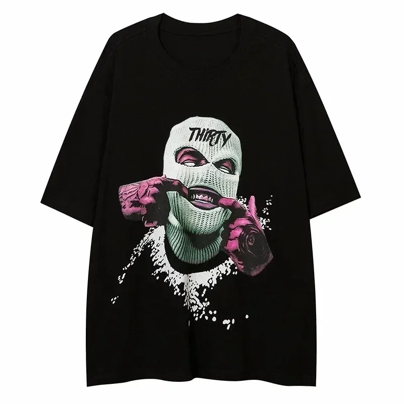 2024 New Y2K Cotton  Men Clothing Graphic T Shirts Hip Hop Tops New Fashion Casual All Match Loose Tops Streetwear T Shirts