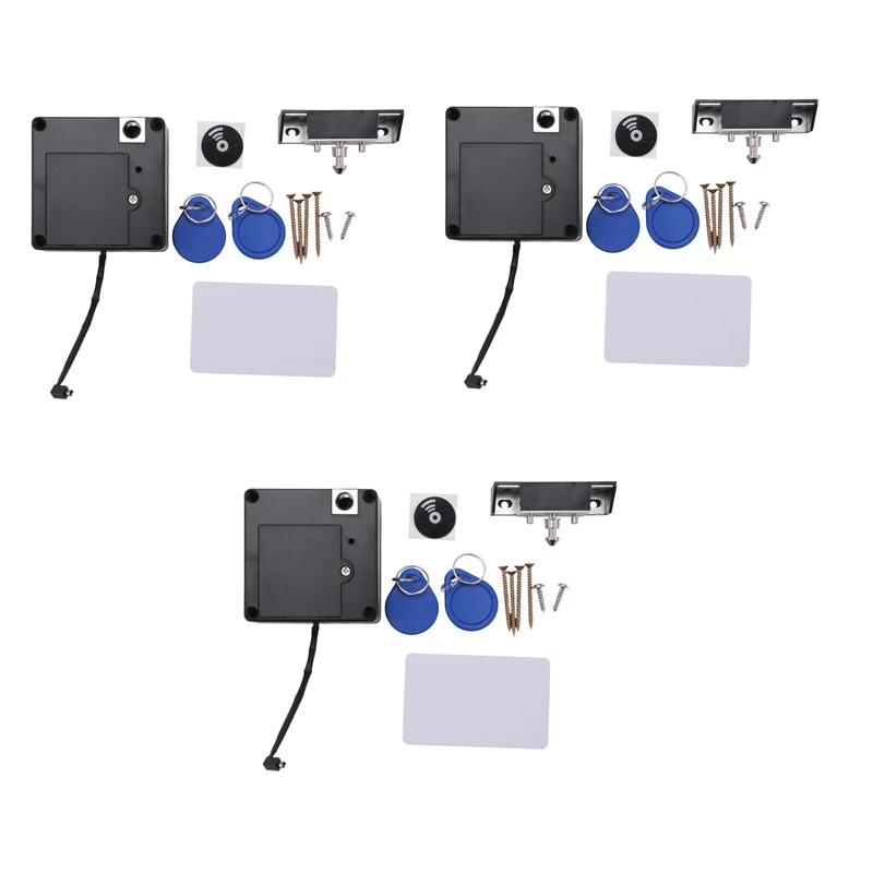 

2025 New-3X 13.56Mhz IC Card Cabinet Lock Electric Cabinet Lock Invisible Cabinet Drawer Lock Locker