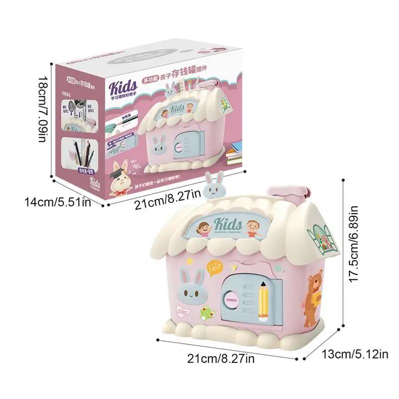 Money Bank For Kids Money Box Pen Storage Savings Bank House Shaped Cute Educational Kids Coin Savings Bank Cash Can For Birthda