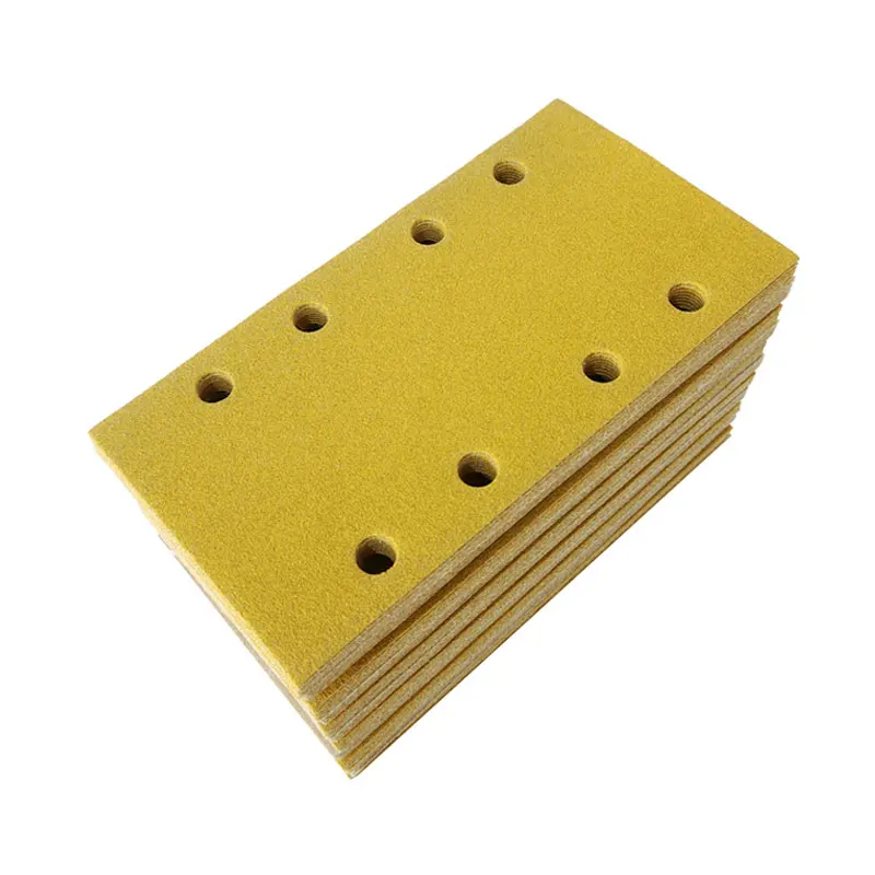 100Pcs 95*180mm  For Festool Sanders Grinder For Grinding  Hook Loop Rectangular Yellow Sandpaper Flocking Sheet Self-Adhesive