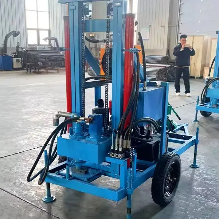 

Мобильная гибкая буровая установка для водяных скважин на дизельном гидравлическом приводе, 30 л.с., высокопроизводительная, глубина бурения 100 м, опционально на гусеничном ходу