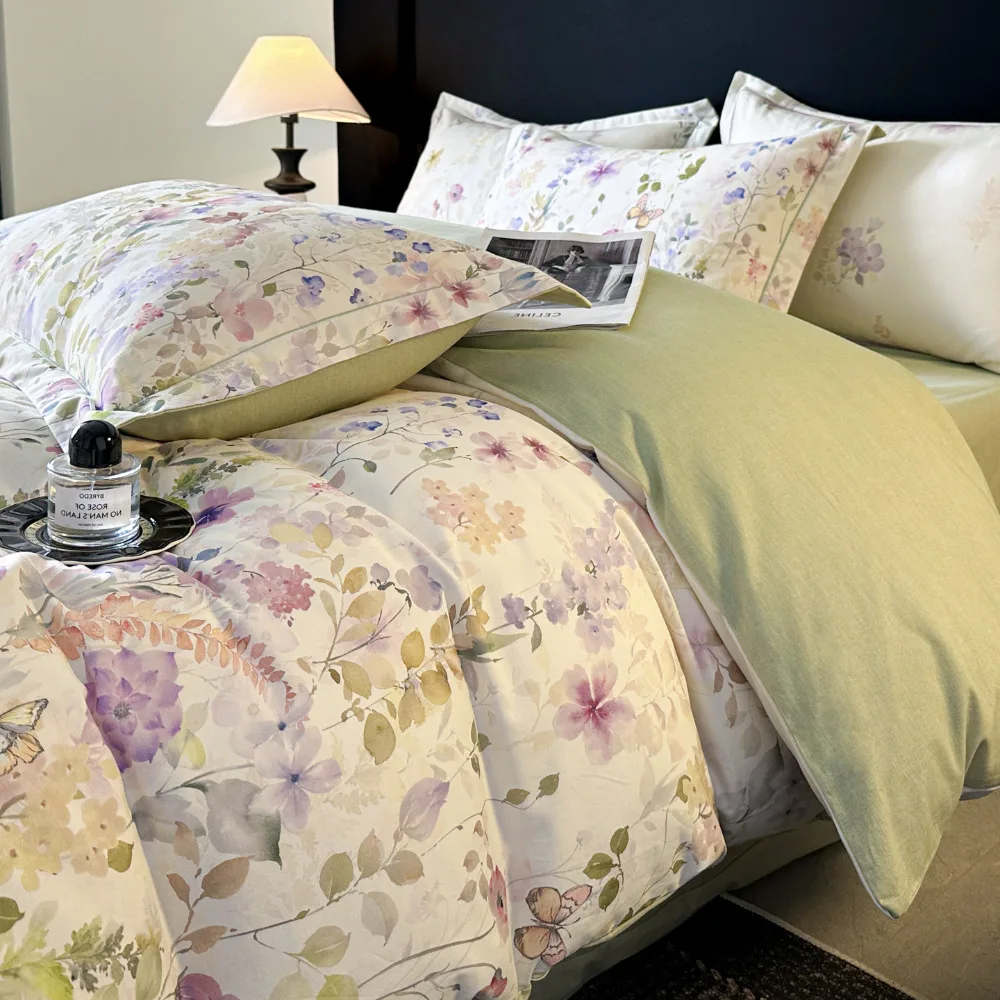100% Cotton Bedding Set 4 Piece High Count Soft Breathable Queen King Size