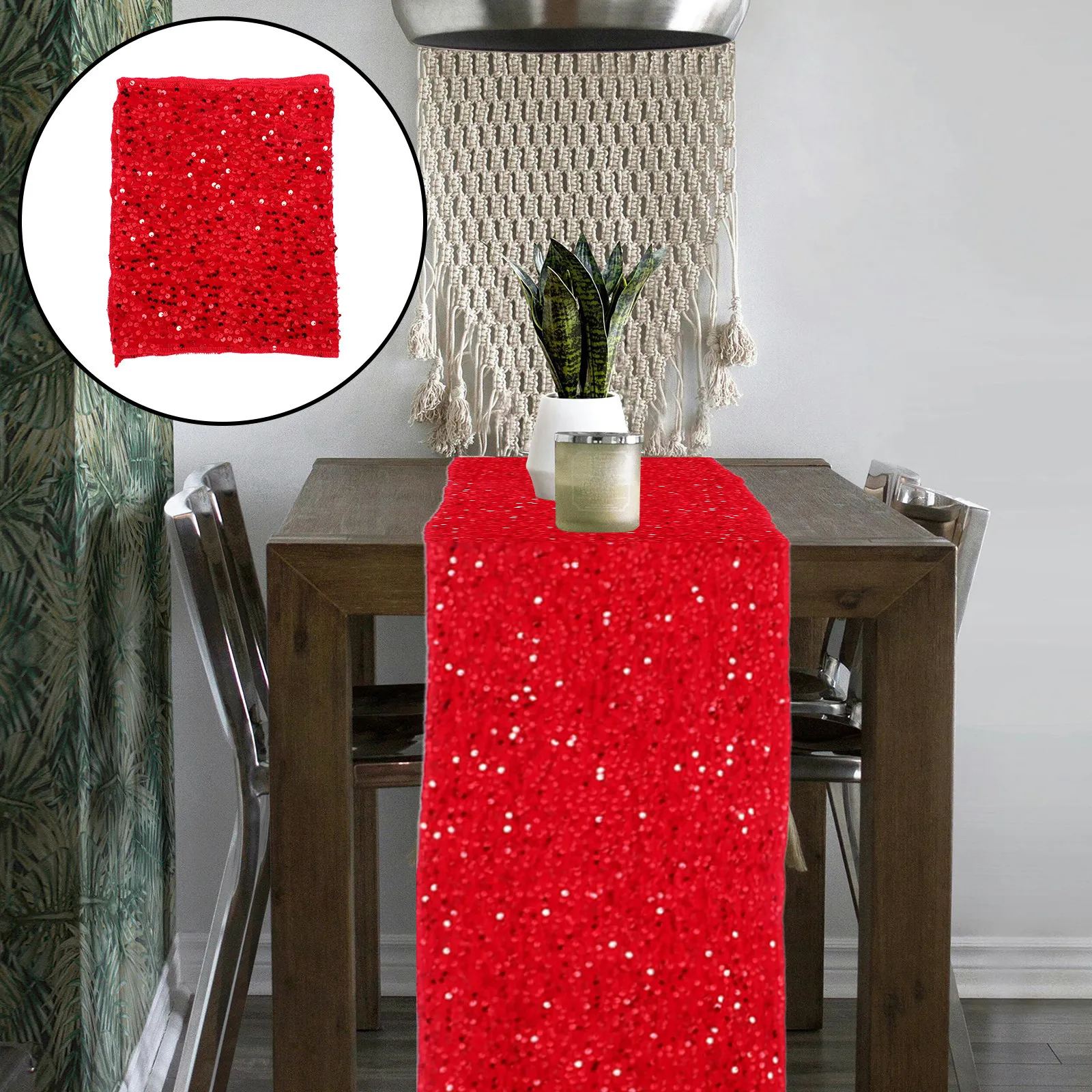 30x180cm Shimmering Sequin Table Runner Glitter Metallic Elegant Decor for New Year Disco Event Dining Room Table Decoration