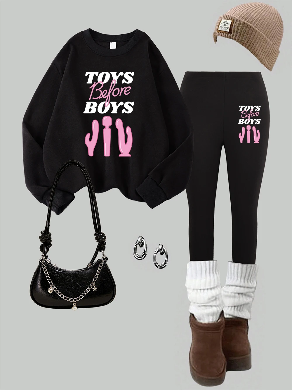 

Женский комплект из 2 предметов, свитшот с принтом для мальчиков, леггинсы, осенний теплый комплект с капюшоном, брюки, модная уличная женская одежда