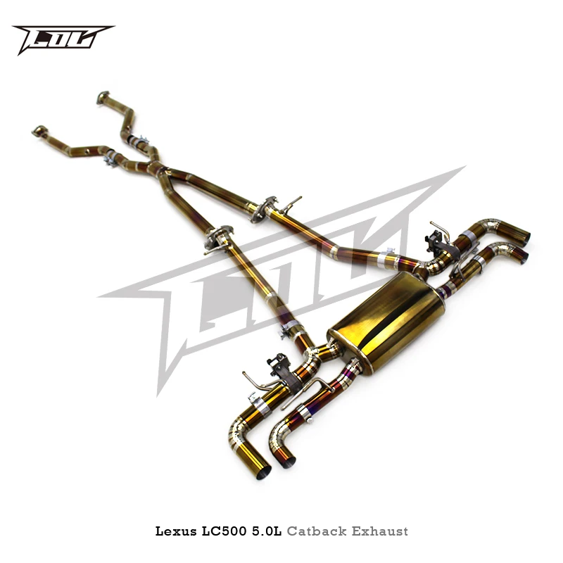 نظام عادم Catback من التيتانيوم الذهبي المخصص لكزس LC500 5.0L 2016-2018 كاتم صوت ماسورة العادم الرياضية مع جهاز التحكم عن بعد