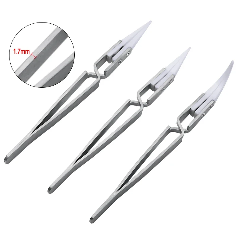 Anti-Static Reverse Ceramic Tweezers Resistant Conductive Curved Straight Tweezers