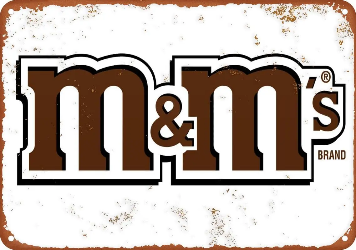 M Ms Candy Food Cool Worn Poster Vintage Tin Sign Aluminum Signs Wall Art 8X12 Inch Home Decor Bedroom Kitchen Cafe Pub Plaque