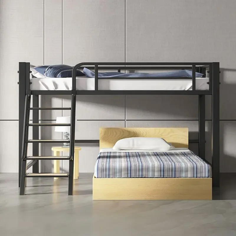Nordic loft wrought iron elevated bed multi-functional small apartment single-layer upper and lower bed space saving second floo