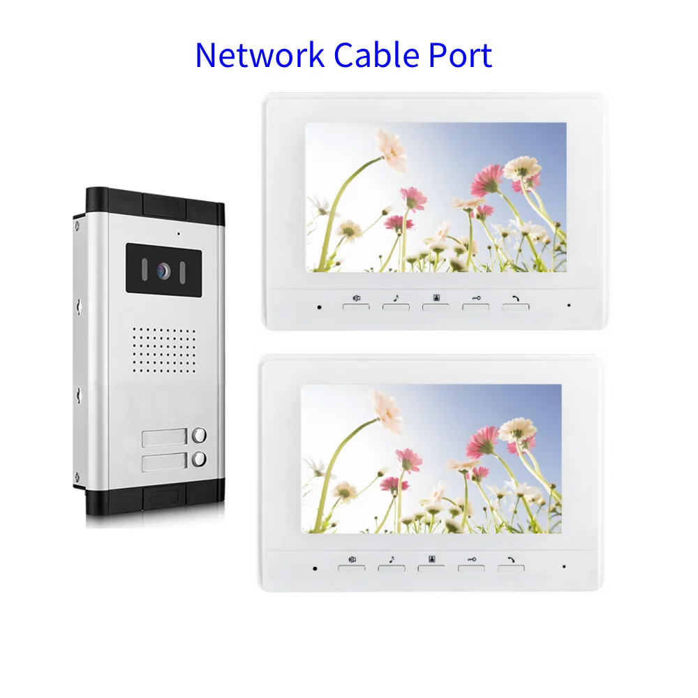 SmartYIBA 7" Building Video Intercom System 2-6 Units  Network Cable Port Video Door Phone Villa Security Doorbell Kits