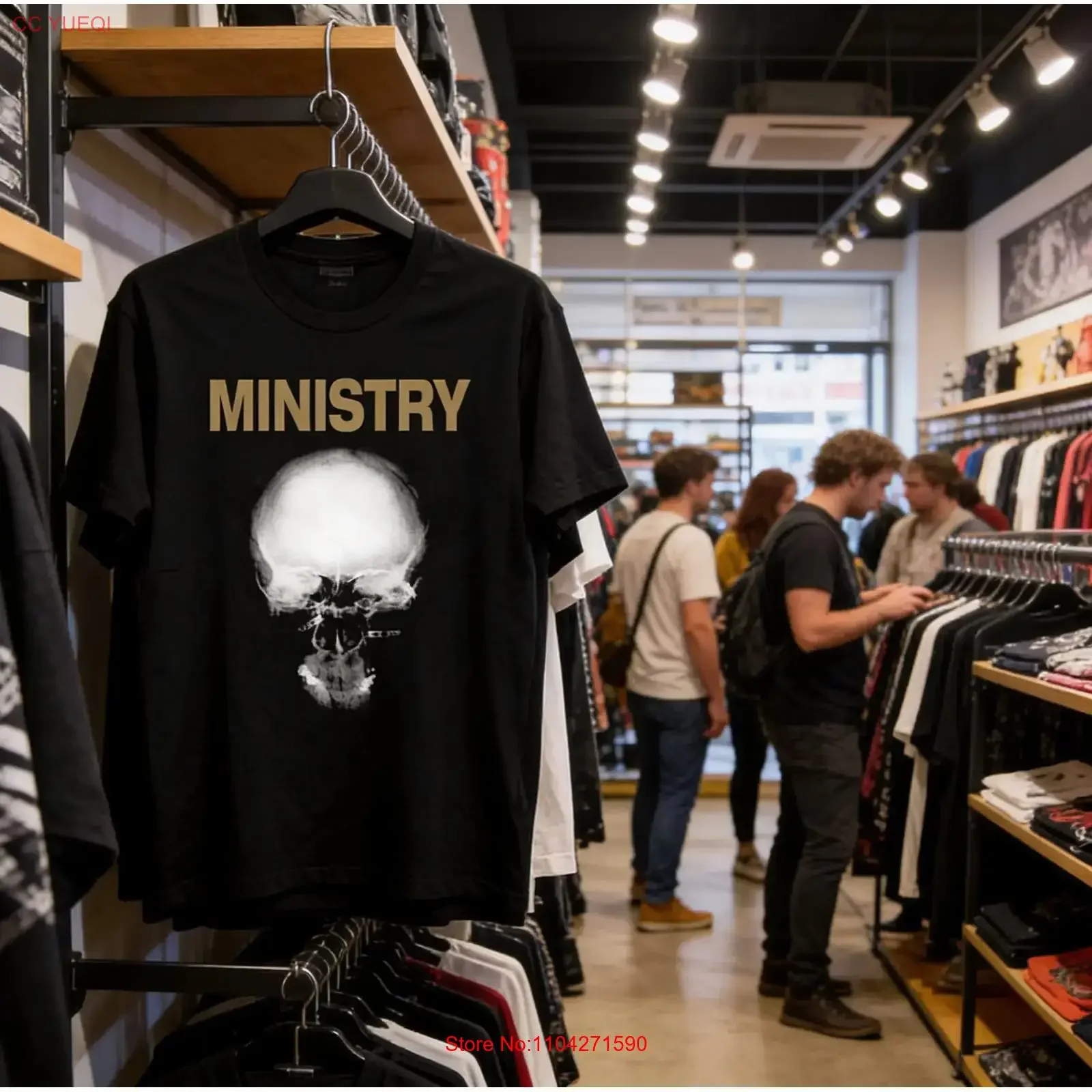 Ministry Band Black Cotton Logo T Shirt Full size S 5XL vintage Washed fashion Top For Everyday Wear graphic Versatile Unisex