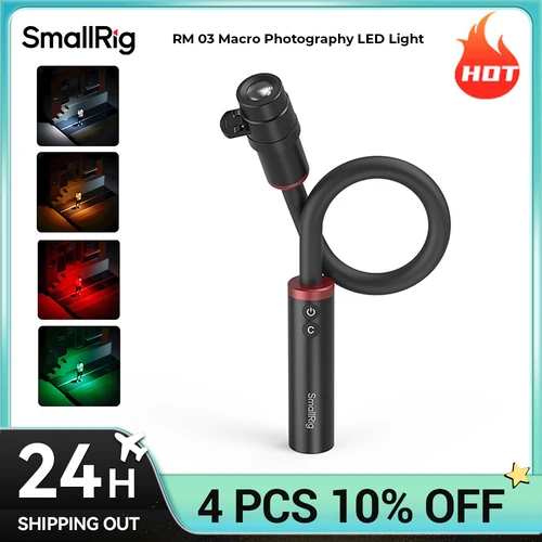SmallRig RM 03 Macro fotografía luz LED 5 colores con difusor, foco Barndoor de cuatro hojas animación de parada de movimiento a prueba de viento