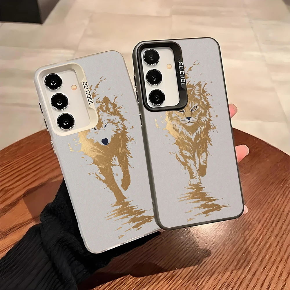 Phone Case for Samsung Galaxy A13 A14 A23 A02S A03 A05 A05S A52 A54 5G Shockproof Grey Silvery Phone Cover Animal Wolf Present