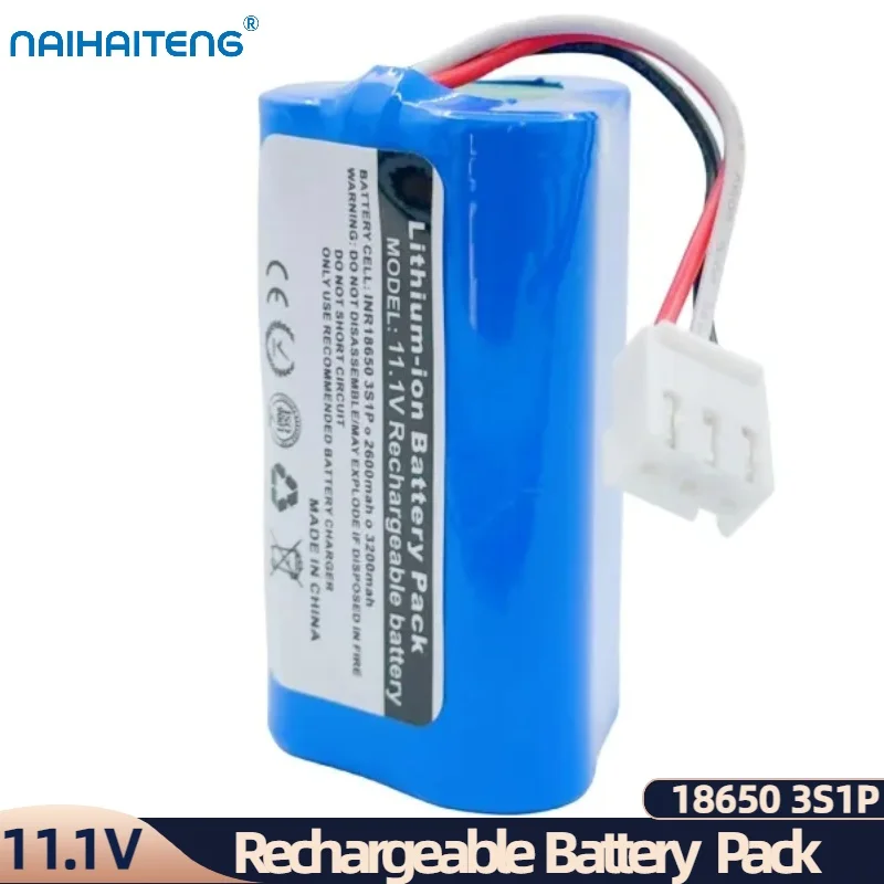 11.1V 10.8V 2600mAh 3200mAh Rechargeable Li-ion Battery Pack 18650 3S1P For Vacuum Cleaner Sweeping Robot PapaGo S360 D630