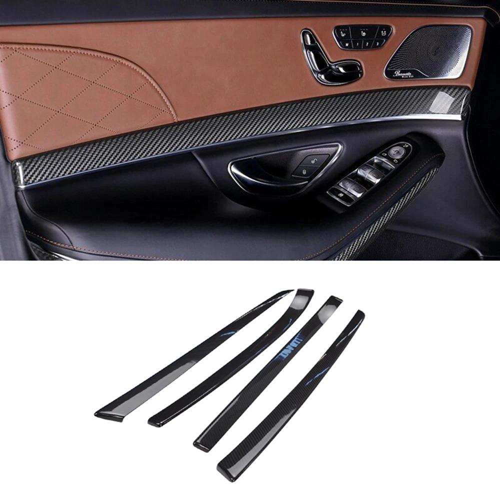 

4pcs Real Dry Carbon Fiber Interior Door Panel Trims Front& Rear Door Trims For Mercedes S class W222 S65 2014-2020