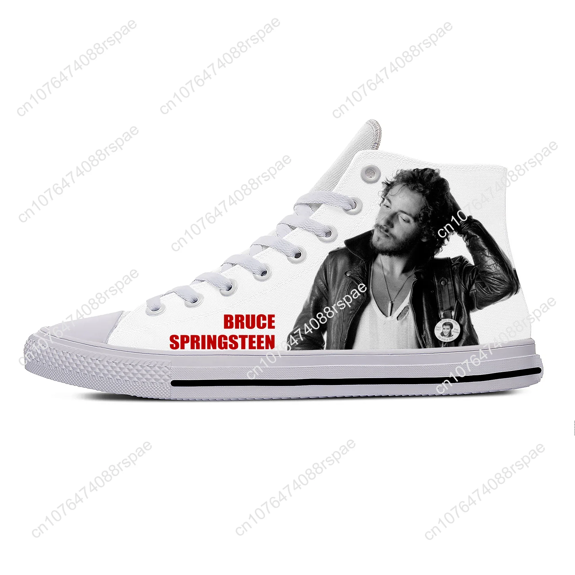 รองเท้าผ้าใบ Born To Run high TOP Bruce springsteen ผู้ชายผู้หญิงวัยรุ่นรองเท้าลำลองผ้าใบวิ่ง3D พิมพ์ลายรองเท้าที่มีน้ำหนักเบา