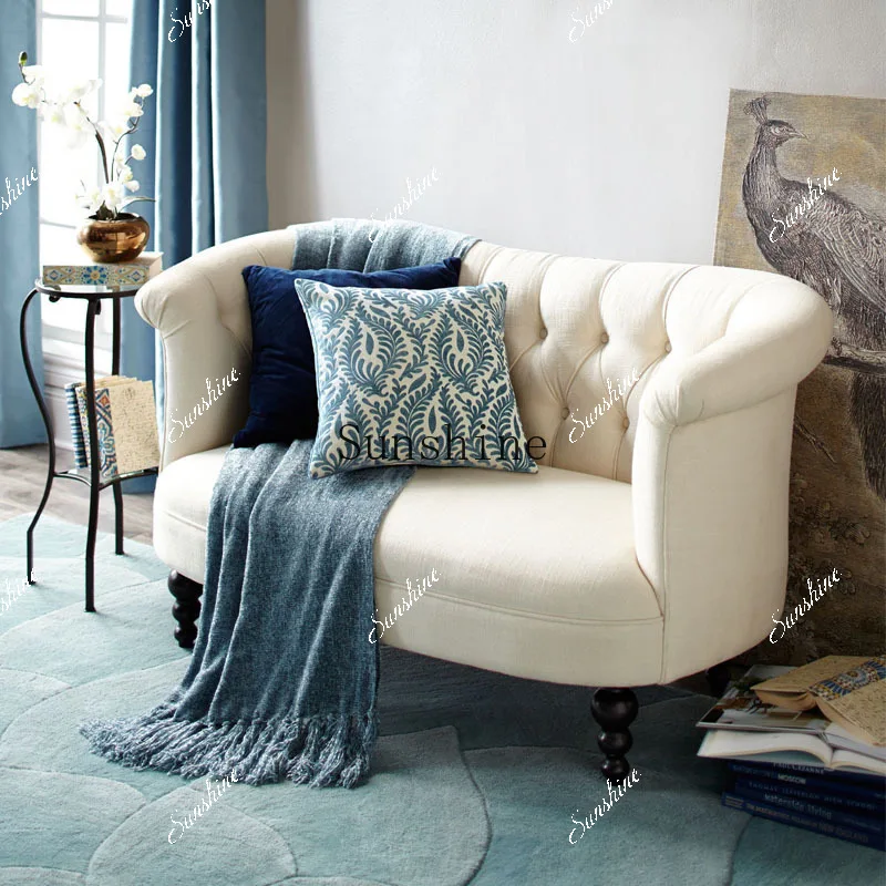 American rural combination single and double fabric sofa all solid wood custom furniture  FT