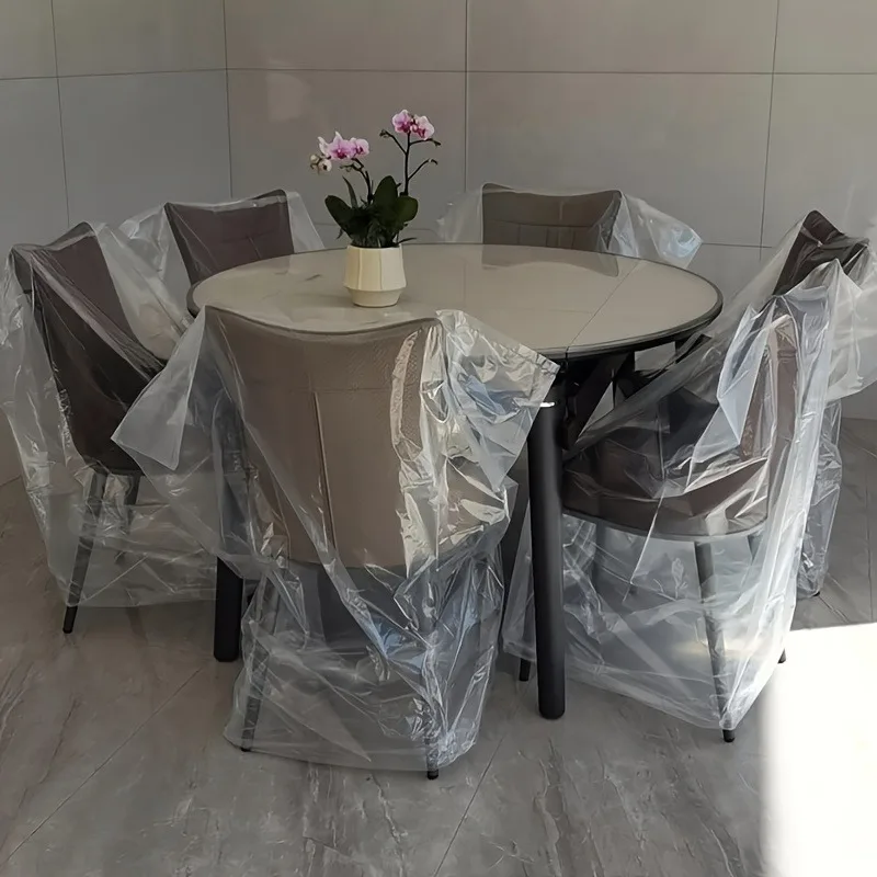 

5pcs 100×130cm Dust Cover Extra Large Transparent Plastic Bag Waterproof Chair Slipcover Hotel Office Chair Seat Cover Protector