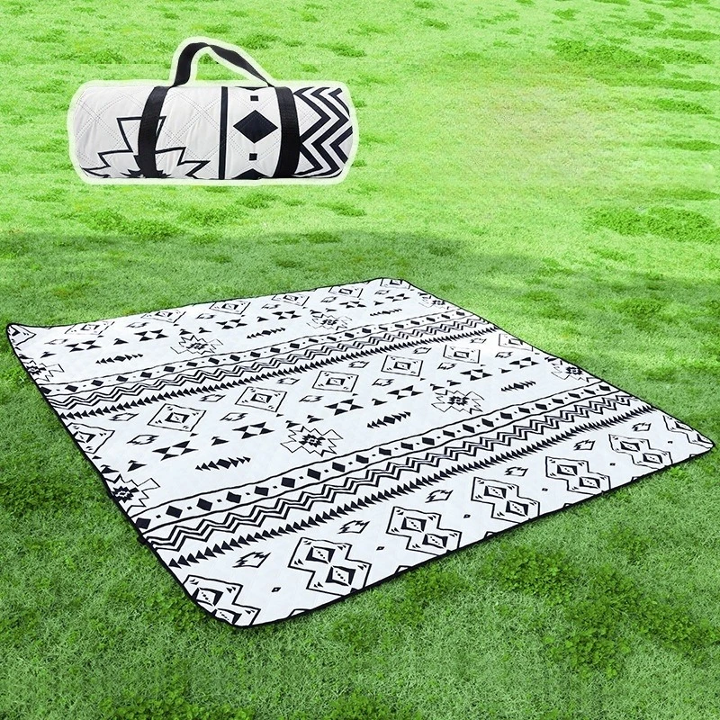 

Outdoor Portable Foldable Picnic Mat Waterproof Camping Beach Blanket Ethnic Style Printing Outing Lawn Carpet