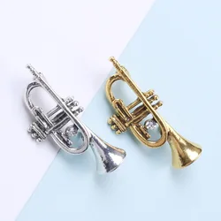 Creative Musical Instruments Brooch For Women Men Horn Hobby Music Alloy Pins Badges Clothing Suit Coat Accesories Retro Jewelry