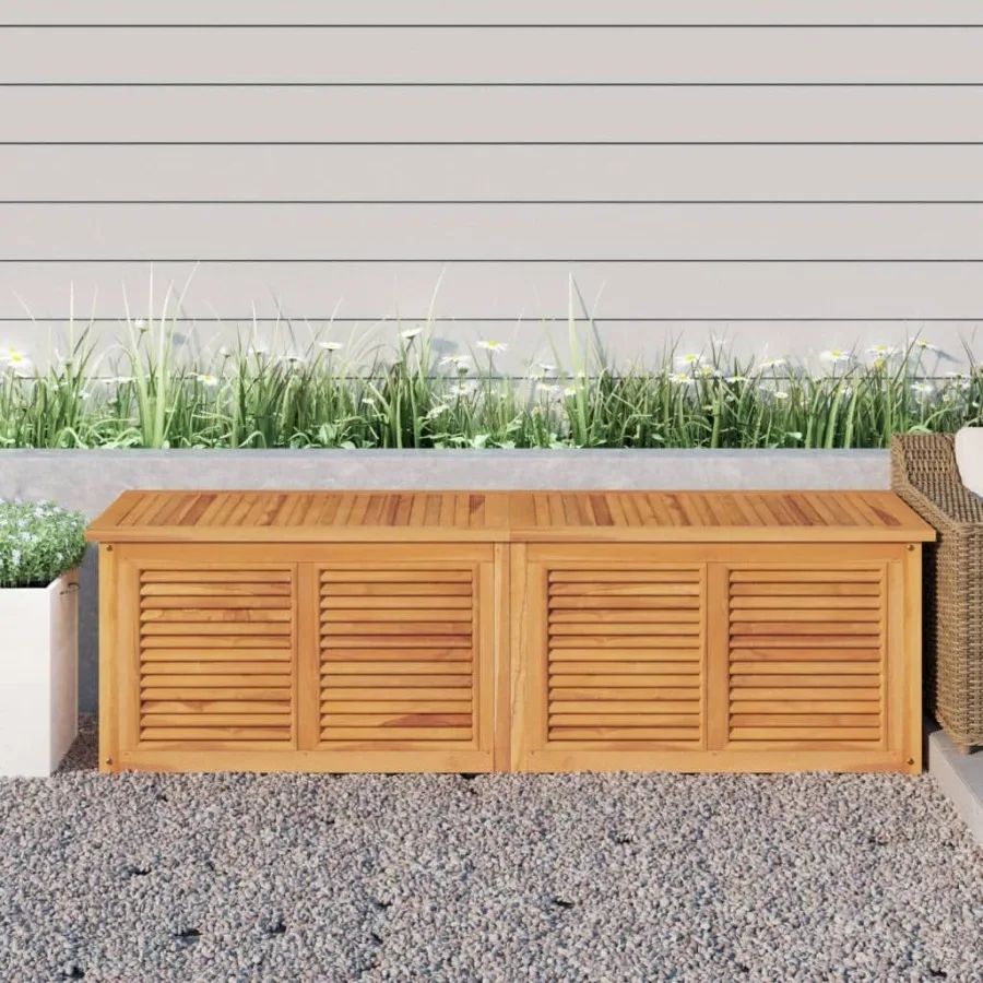 

Patio Storage Box with Bag 68.9x19.7x20.9 Solid Wood Teak