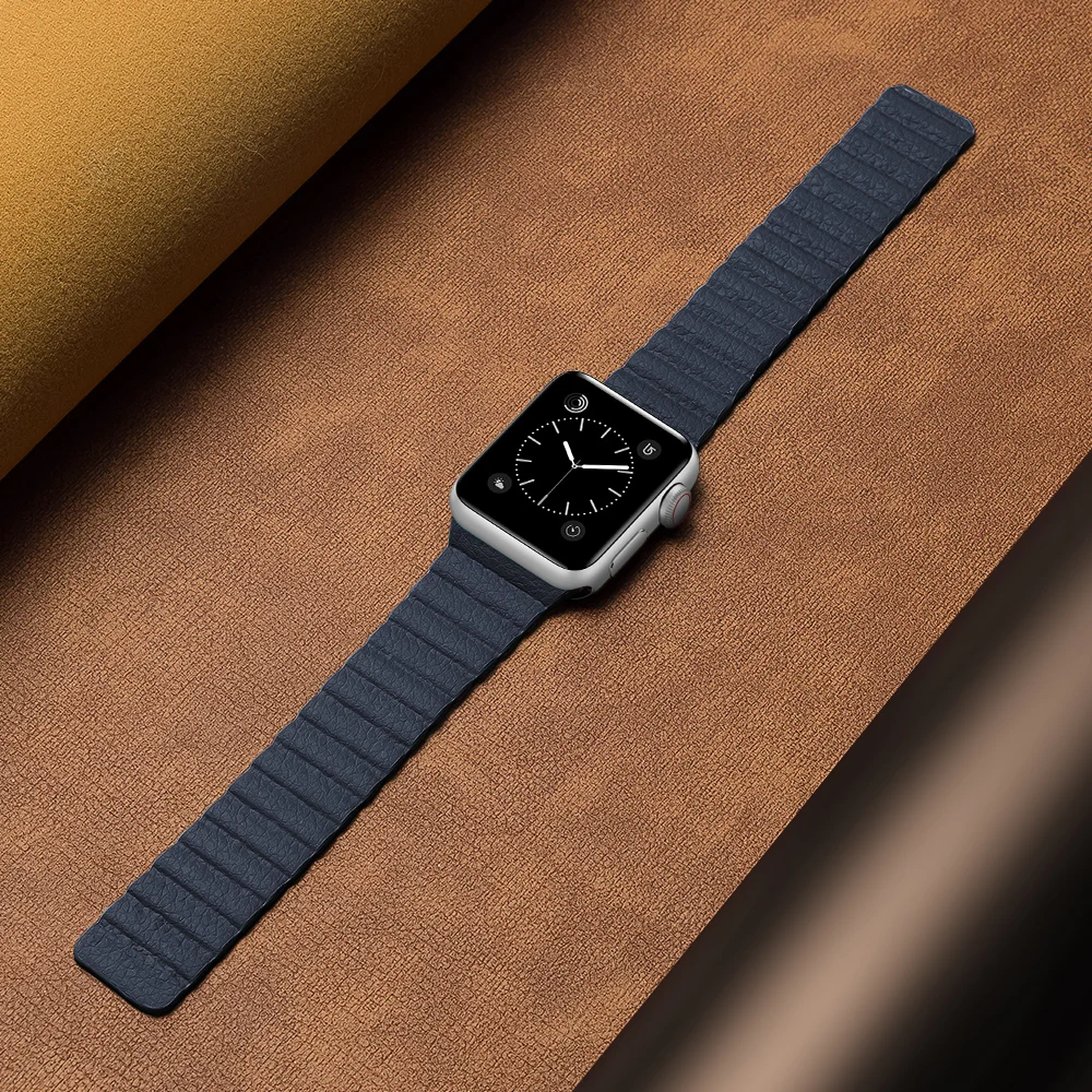 

Кожаный ремешок-петля для Apple Watch 44 мм 40 мм 42 мм 49 мм 45 мм Магнитный браслет iwatch series 3 6 se ultra 2 7 8 9 45 мм 41 мм