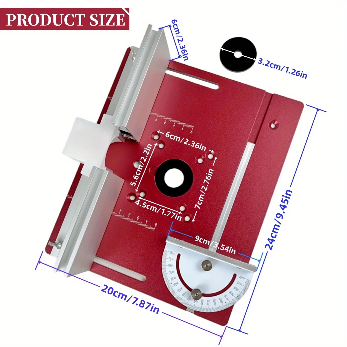Aluminium Router Table Insert Plate, Woodworking Benches Router Flip Plate W/ Miter Gauge Guide Aluminium Fence   JJ2126BC