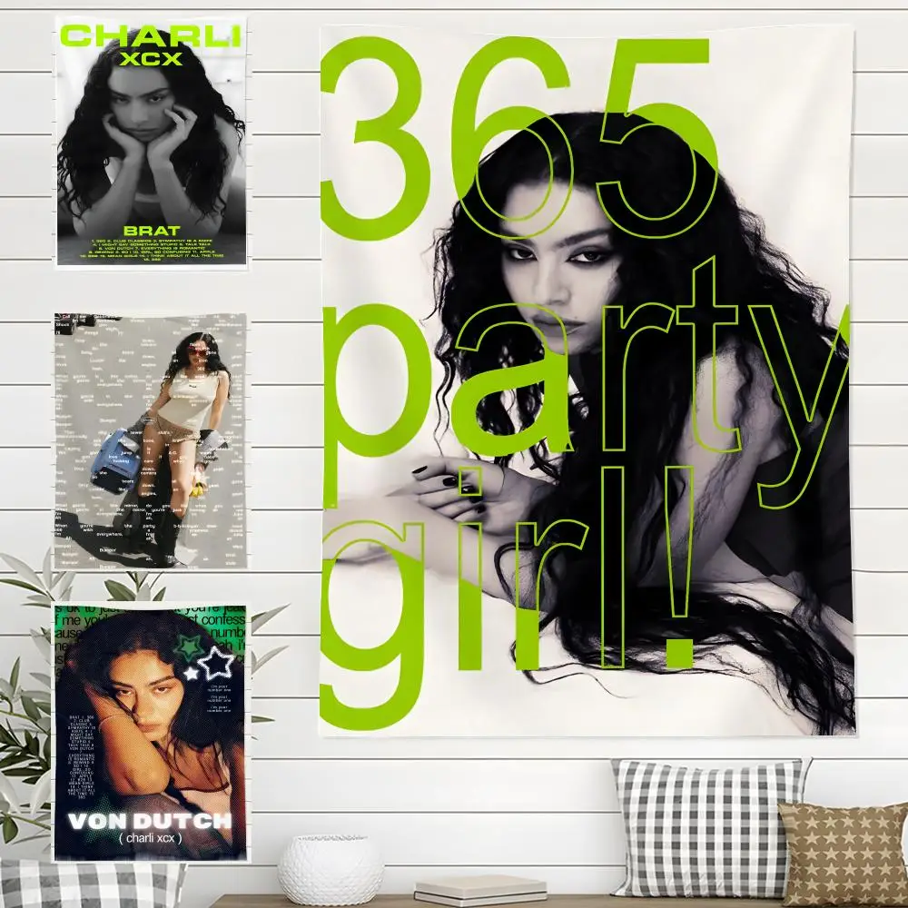 Singer C-Charli XCX Wandteppich für den Innen- und Außenbereich, Wohnzimmer, Schlafzimmer, Terrasse, langlebig, vielseitig einsetzbar, für den ganzjährigen Einsatz