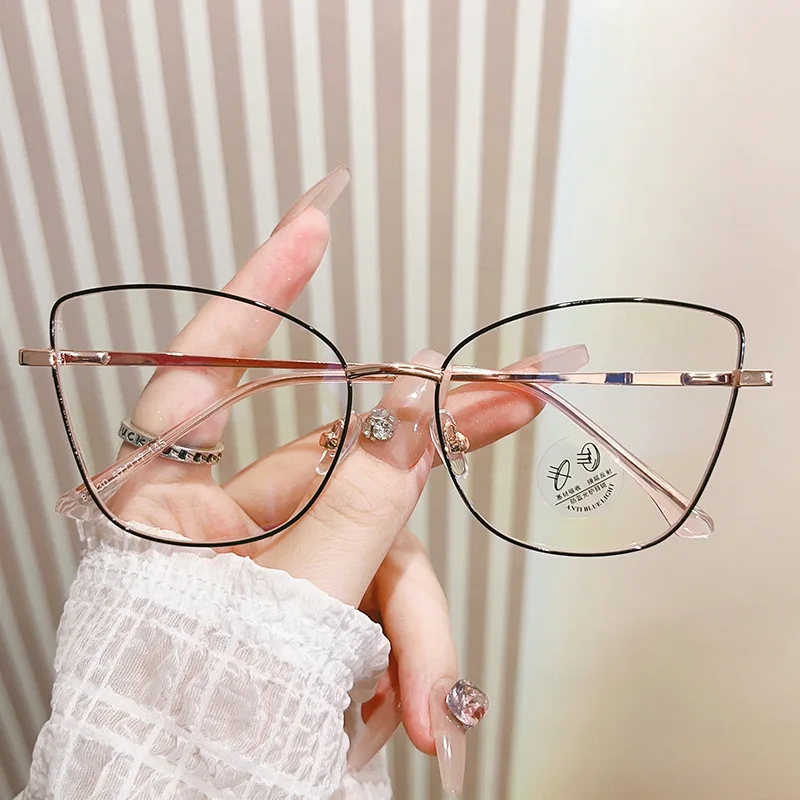 EYORA موضة النساء القط العين المعادن نظارات للقراءة مكافحة الضوء الأزرق قصر النظر و مد البصر اللونية وصفة طبية نظارات عدسة