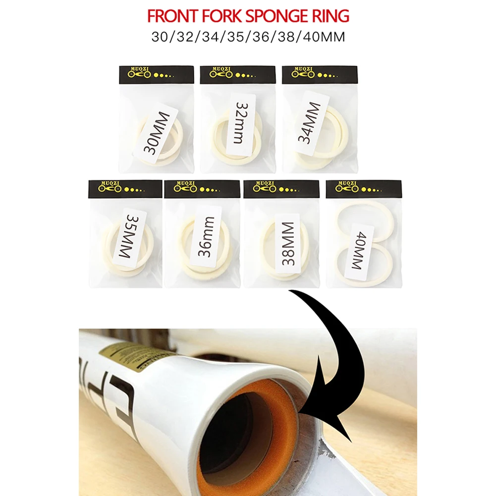 2Pcs/set MTB Front Fork Sponge Ring Oil Foam Absorb Seal 30/32/34/35/36/38/40mm Forks Mountain Bike Accessories