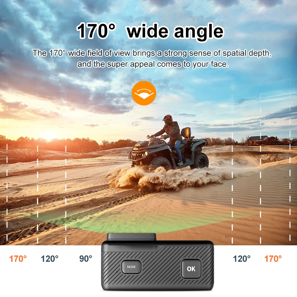 Action Camera 5K 4K60FPS EIS Wi-Fi Dual Screen 170D 2.0 Inch Touch Screen 30M Waterproof Sport Camera With Remote Control