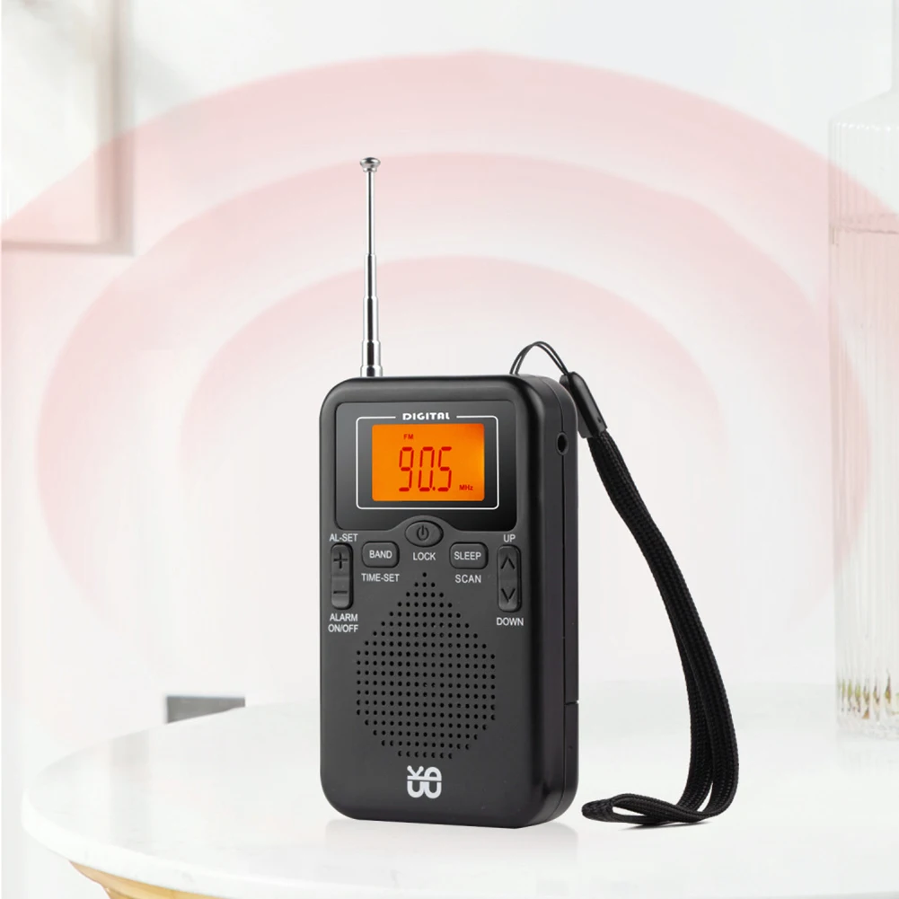 AM FM Radio LCD Display Pocket Radio with Alarm Clock Portable Radio for Jogging Walking