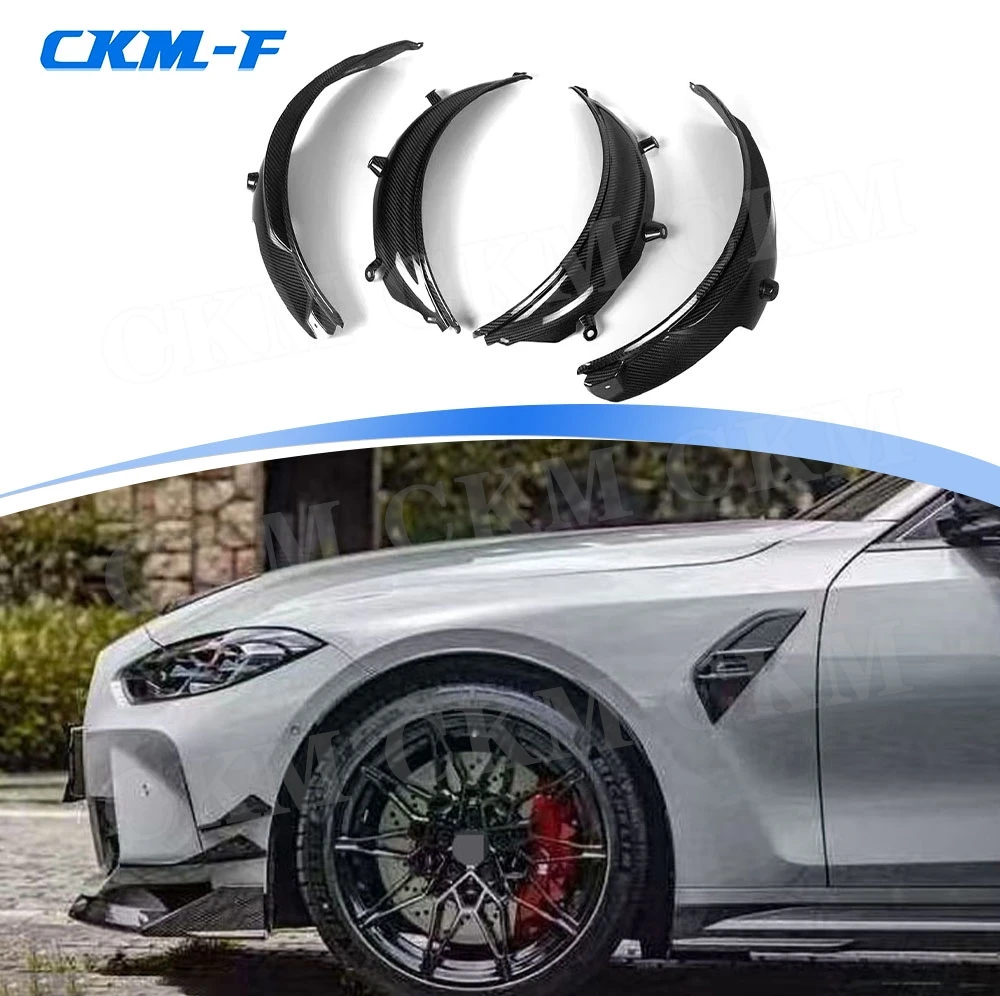 Para BMW Serie 3 M3 G80 G81 2021 + 4 Uds. De espadas laterales de carbono seco para coche, embellecedor de arco de rueda, cubiertas de guardabarros de rueda FRP, Kits de carrocería