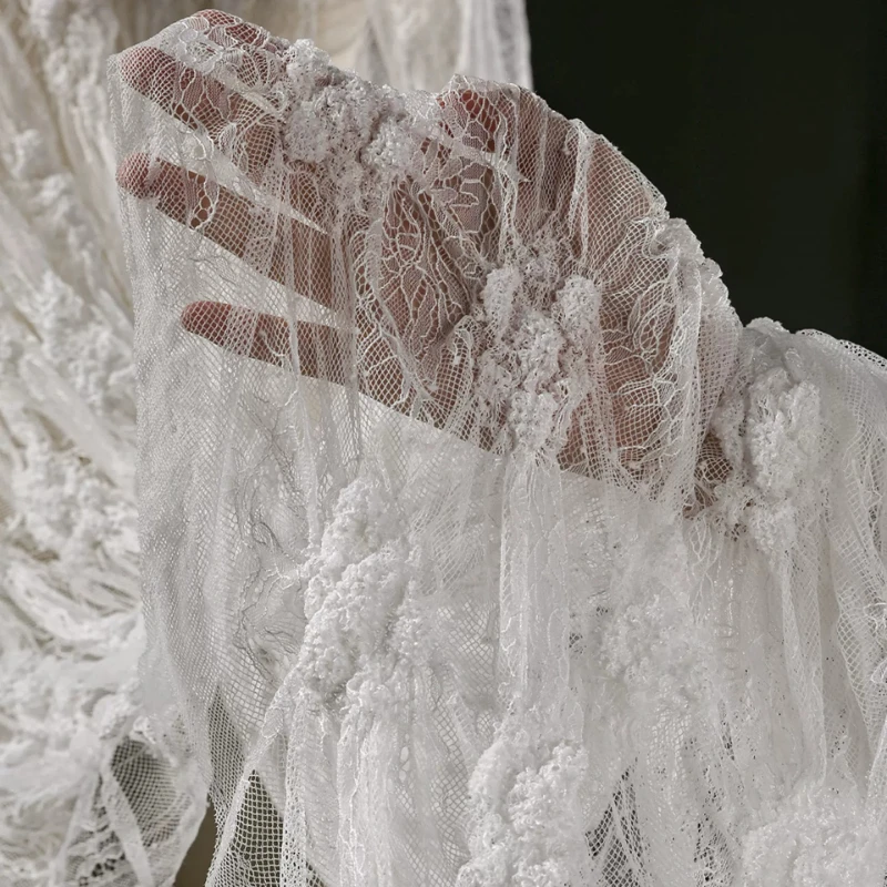 White Crinkled Sheer Lace Soft - Home Fashion Textiles recension och pris
