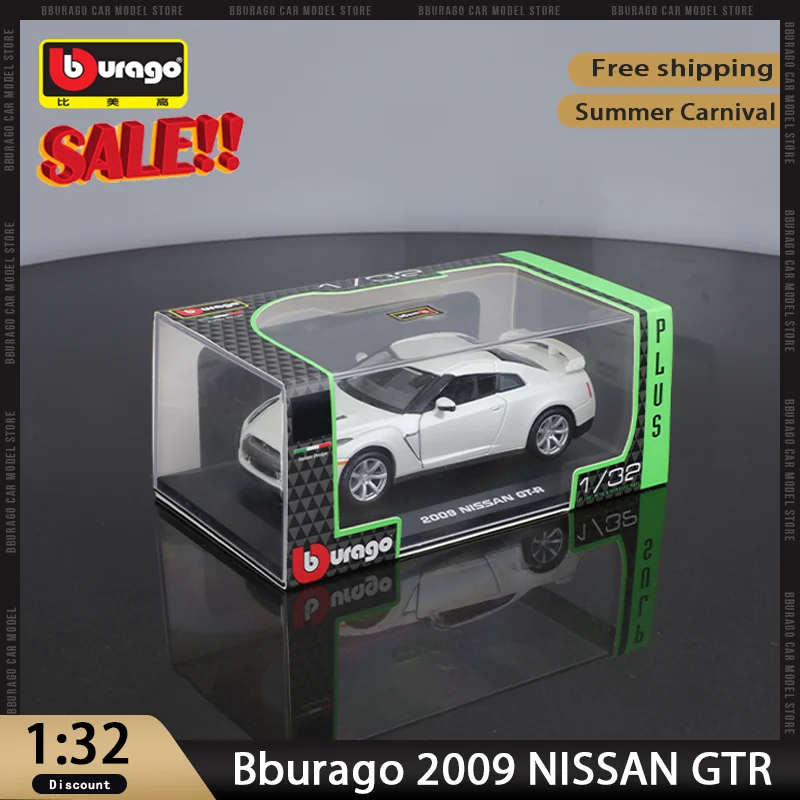 New In Stock Bburago 1:32 2009 Nissan Gtr R35 Alloy Miniature Diecast Model Acrylic Box Packaging Toys Car Kids Christmas Gift ﻿