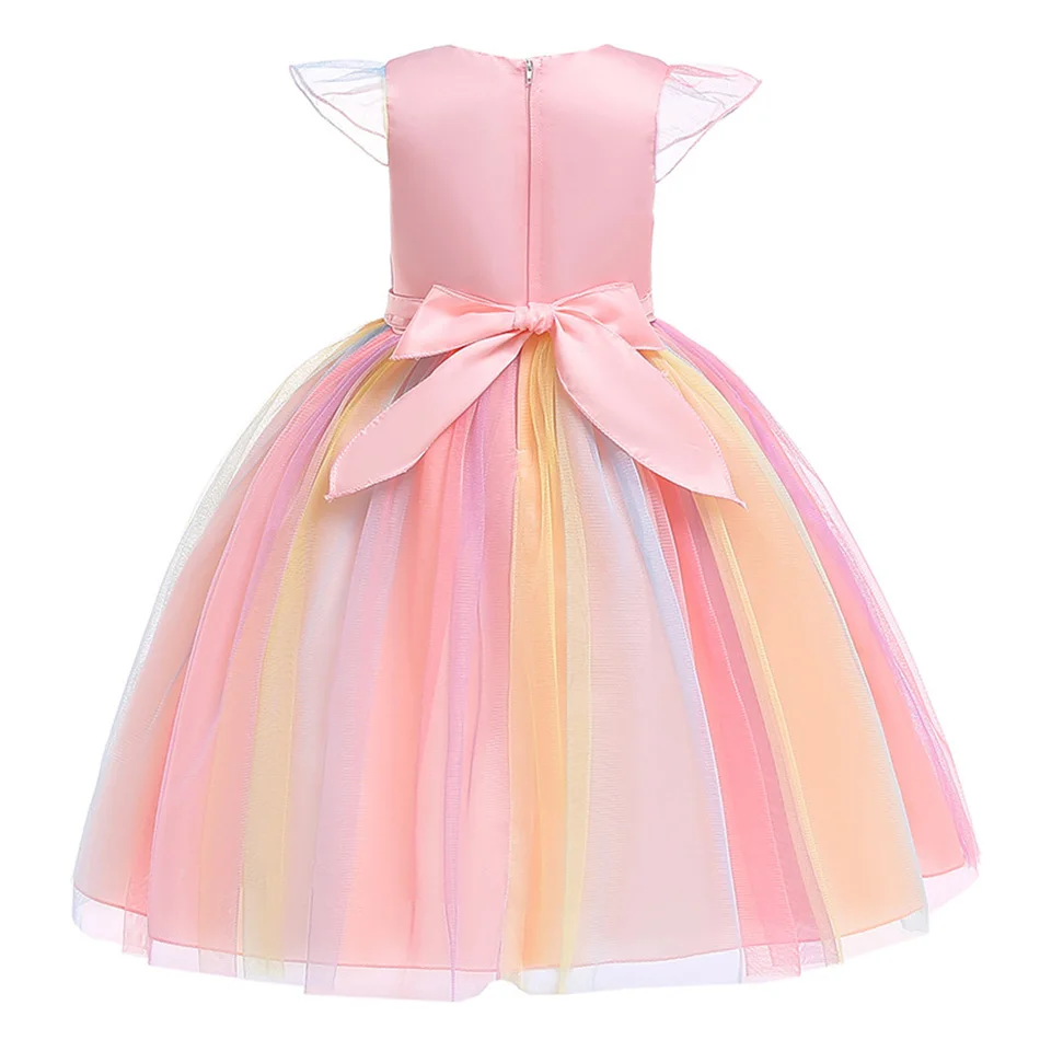 Cute Sweet Unicorn Decoration Princess Style Cosplay Dress Multi Colored Layered Design Suitable Formal Banquets and Daily Wear