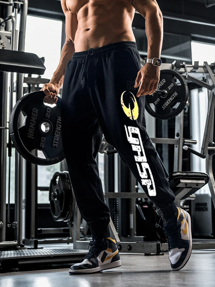 GASP European and American Fitness Pants Men\'s Trousers Loose Large Size Muscle Leisure Sports Training Gym