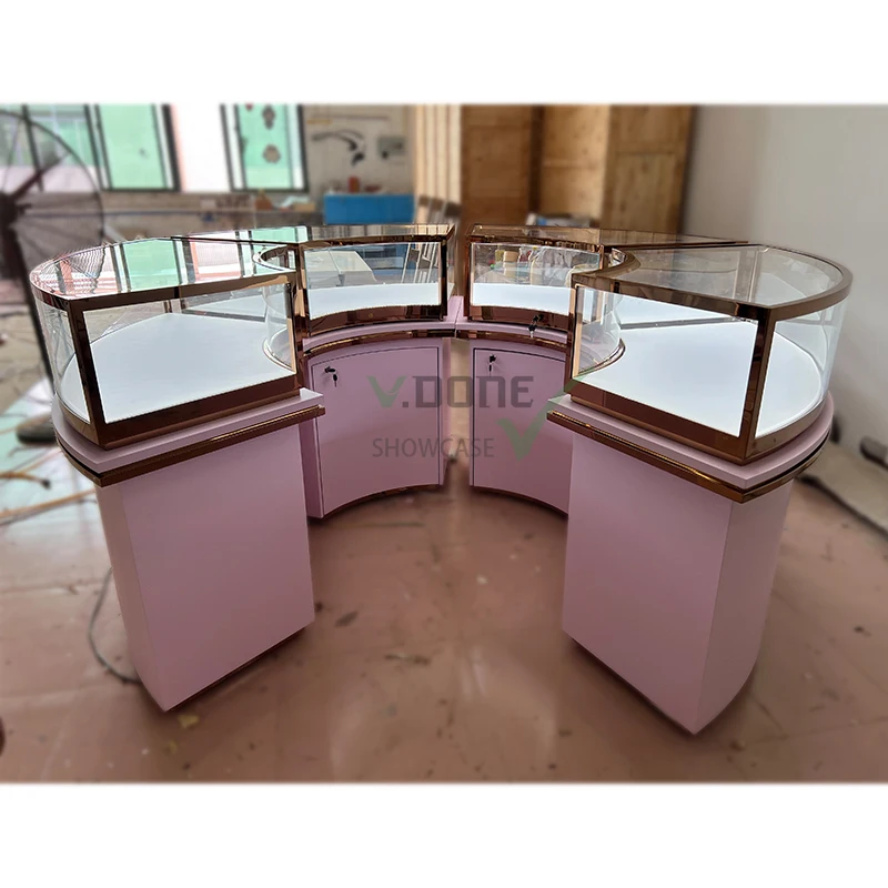 customized.Modern Luxury Decoration Jewellery Showroom Superb Quality Glass Metal Frame Drawer Display Store Jewelry Showcase