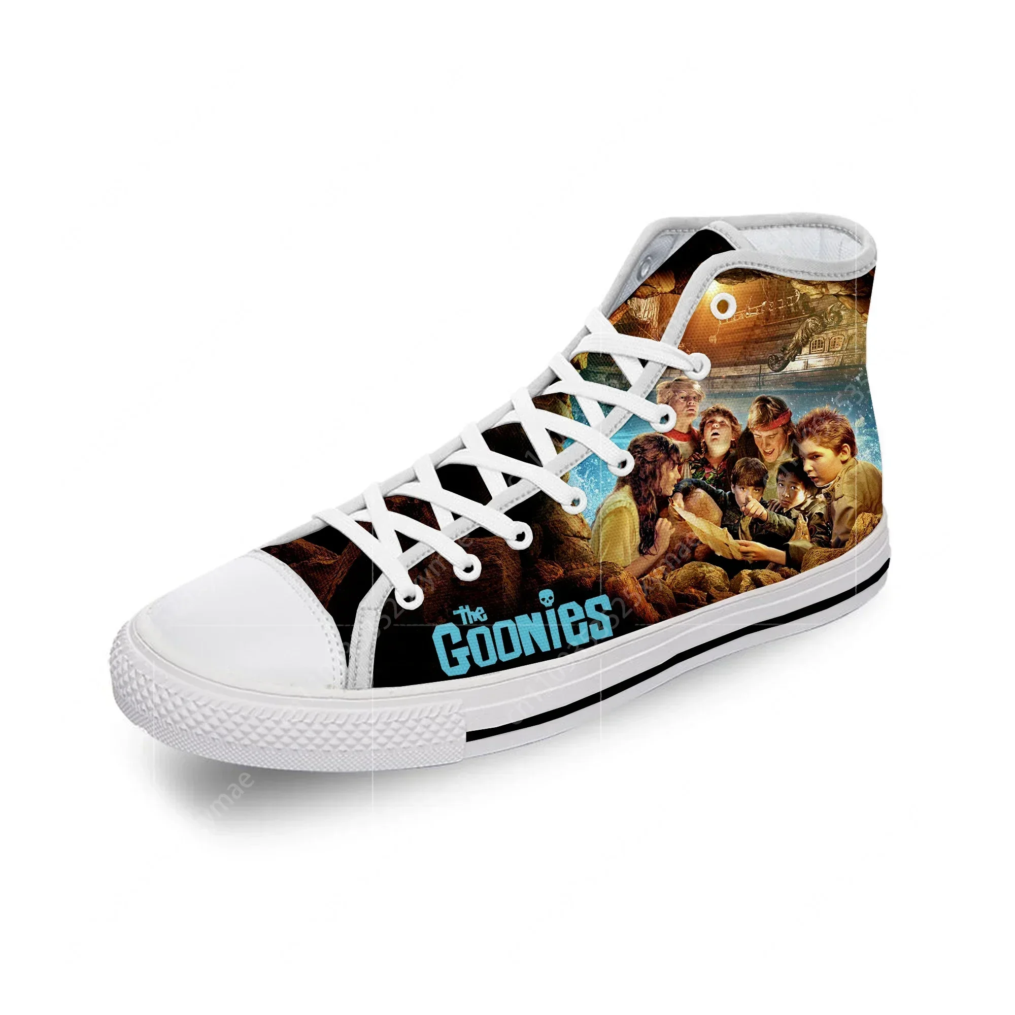 Movie Goonies Never Say Die, zapatillas de lona de alta calidad con estampado 3D a la moda, color blanco, para hombre y mujer, ligeras y transpirables