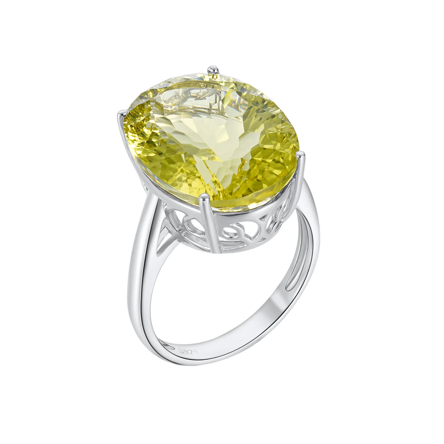 SONGYUN Natural Gemstones Jewelry Women's Natural Gemstone Ring S925 Silver Lemon Quartz Inlaid Light‑Luxury Band Fine Jewelry