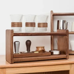 Black Walnut Solid Wood Organizer ， Tea Sets Coffee and Cosmetics Vintage Desktop Storage Box Multi-Functional Wooden Rack