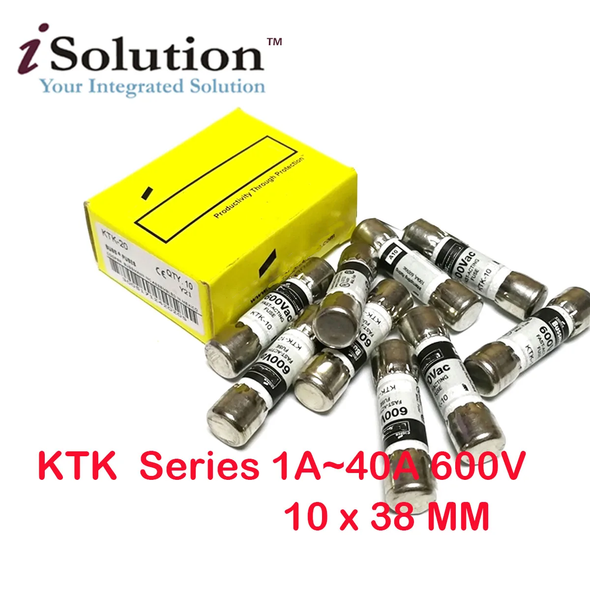 Origianl KTK Fuse KTK-1-2-3-4-5-6-7-8-9-10-12-15-20-25-30 1A~30A 600V 10*38MM