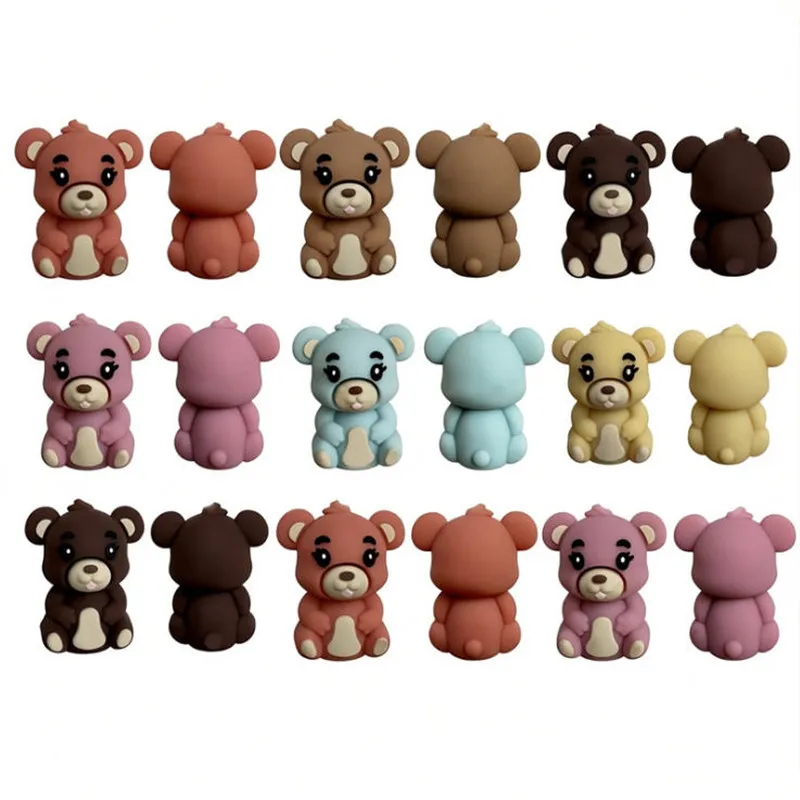 20Pcs 3D Silicone Beads Food Grade Cartoon Focal Beads For Jewelry Making DIY Pen KeyChain Accessories Baby Silicone Beads