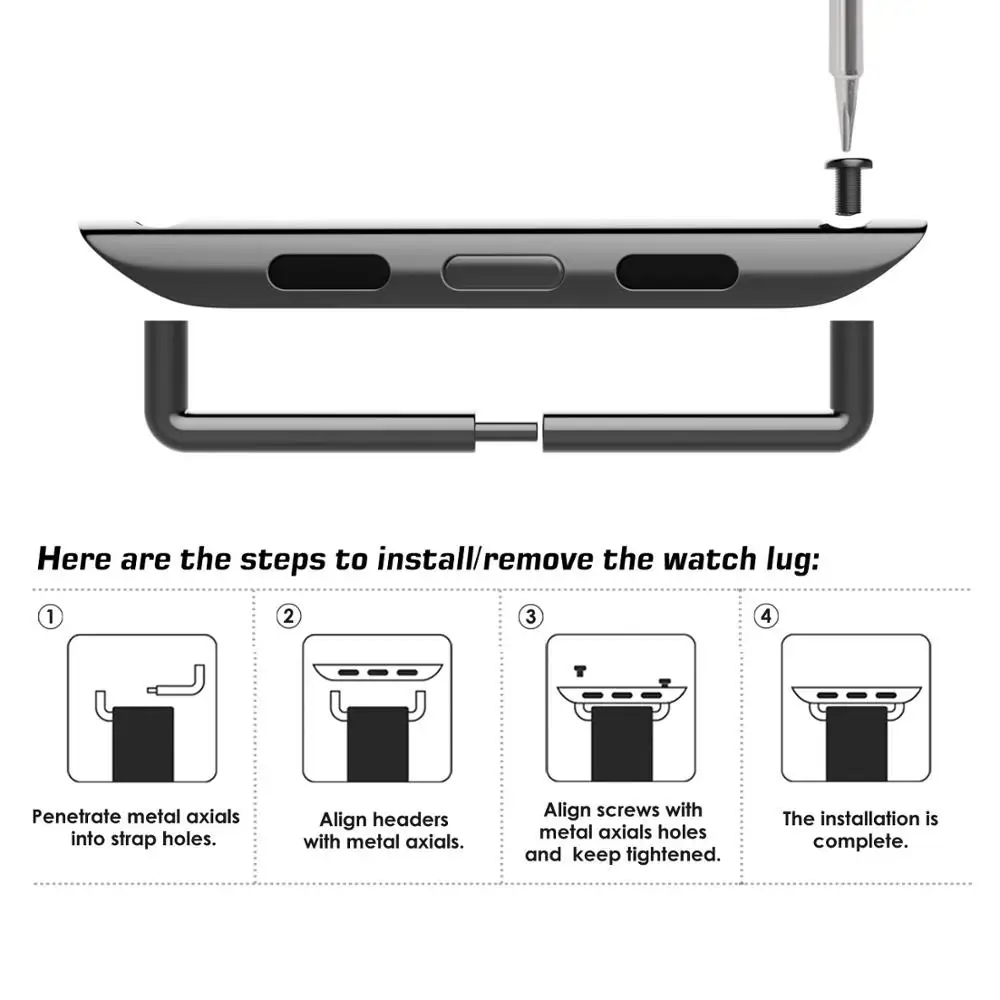 Connector Adapter for Apple Watch Series 6 40mm 49mm Band Connectors for Apple Watch 44mm 45/41mm Stainless Steel 8 7 SE 5 4 3