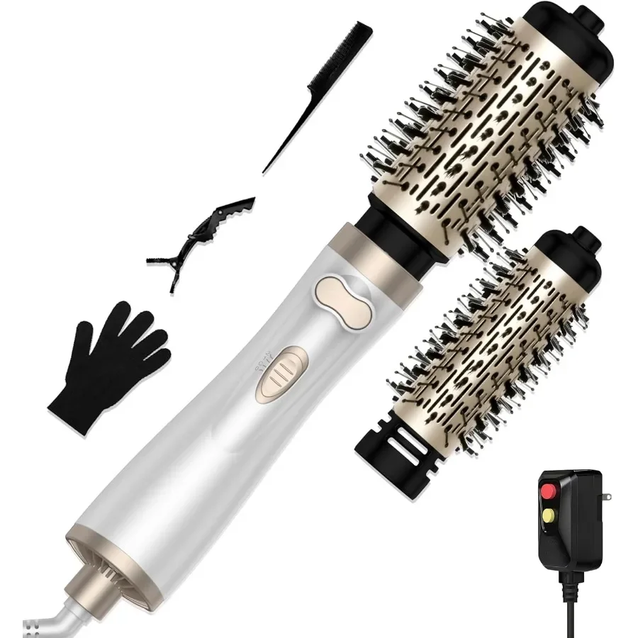 

3 in 1 Rotating Hair Dryer Brush Auto Rotating Blow Dryer Brush Spinning with 2 Brushes 2" and 1.5" Negative Ionic Brush Blow D