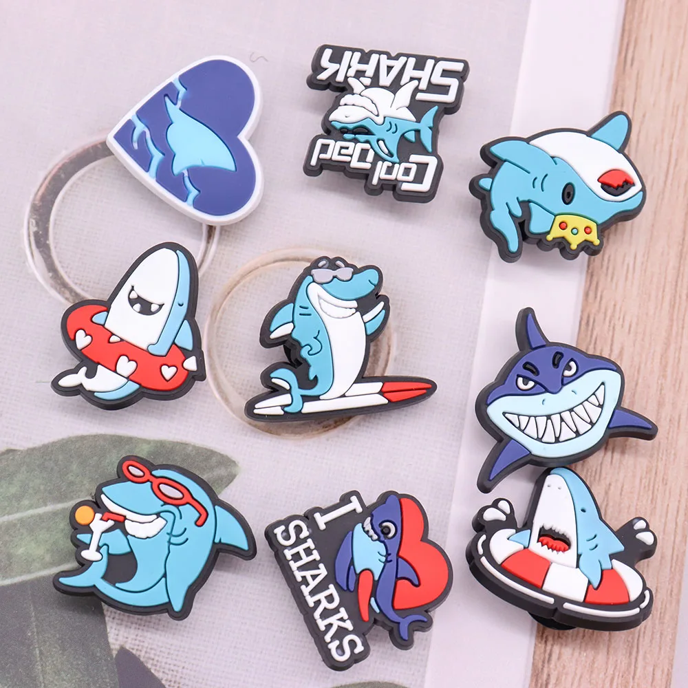 

Single Sale 1pcs PVC Shoe Charms Blue Shark Octopus Turtle Crab Slipper Accessories Shoes Ornaments For Children Gift
